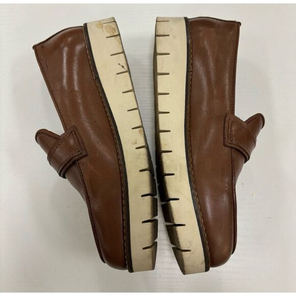 Aquatalia Genevive Leather Platform Loafers in Cognac/ Size 6 - Picture 5 of 7